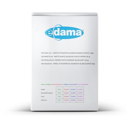 e-dama Fotopapier, selbstklebend, matt, 130 g/m², A4 (100), ED-F2HARO von e-dama