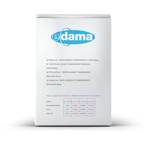 e-dama selbstklebendes Papier, 50 Blatt A4 - Inkjet-Druck, ED.DMF9021A450 von e-dama