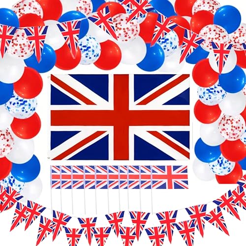 eBoutik - Großer Union Jack Ballon, Flagge & hängende Wimpelkette Set - VE Day Tea Party seit 80 Jahren - Rot Weiß & Blau - Deko Home & Street Party Bundle Truppen von Farben usw eBoutik - Großer Union Jack Ballon, Flagge & hängende Wimpelkette Set - VE Day Tea Party seit 80 Jahren - Rot Weiß & Blau - Deko Home & Street Party Bundle Truppen von Farben usw von eBoutik