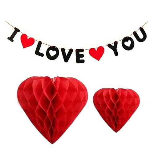 eBoutik "I love you" Valentinstag-Herz-Dekorationsset – rote hängende Herzen mit "I Love You"-Banner, Hochzeit und Jahrestag, Verlobungs-Party-Dekoration für sie eBoutik "I love you" Valentinstag-Herz-Dekorationsset – rote hängende Herzen mit "I Love You"-Banner, Hochzeit und Jahrestag, Verlobungs-Party-Dekoration für sie von eBoutik