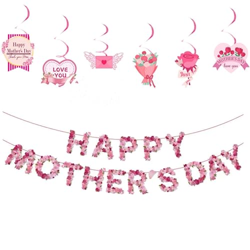 eBoutik - Muttertag Floral Wimpelkette Bundle - Rosa hängende Spiralen und Girlande Set - Muttertag, Geburtstag, Jahrestag eBoutik - Muttertag Floral Wimpelkette Bundle - Rosa hängende Spiralen und Girlande Set - Muttertag, Geburtstag, Jahrestag von eBoutik