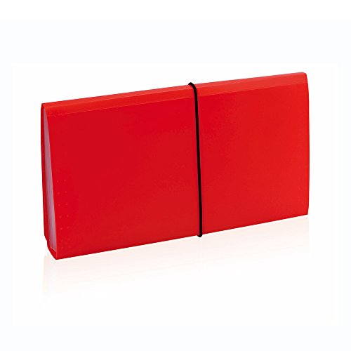 eBuyGB Dokumenten-Organizer mit 12 durchsichtigen Taschen, A5, untergroß, mit Gummizug, Rot von eBuyGB