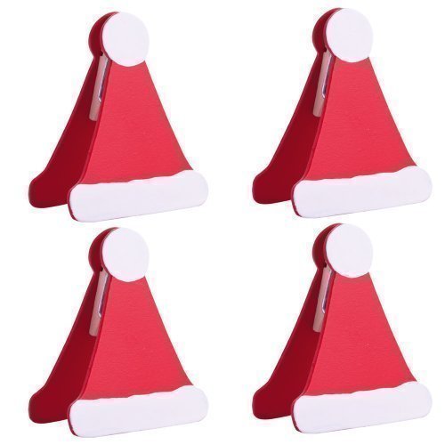 eBuyGB Kartenhalter für Weihnachtsmannmützen, Holz, Nikolausmütze, 4 Stück, 4 eBuyGB Kartenhalter für Weihnachtsmannmützen, Holz, Nikolausmütze, 4 Stück, 4 von eBuyGB