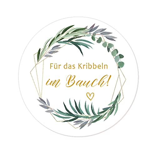 100 Eukalyptus Goldener Kranz Hochzeit Aufkleber für Hochzeit Gastgeschenk Taufe Konfirmation Geburtstag Feste Produkte - UNI 201 (Für das Kribbeln im Bauch!) von eKunSTreet