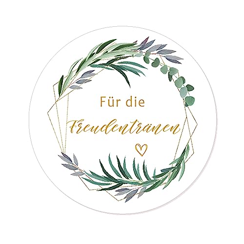 100 Eukalyptus Goldener Kranz Hochzeit Aufkleber für Hochzeit Gastgeschenk Taufe Konfirmation Geburtstag Feste Produkte - UNI 201 (Für die Freudentränen) von eKunSTreet