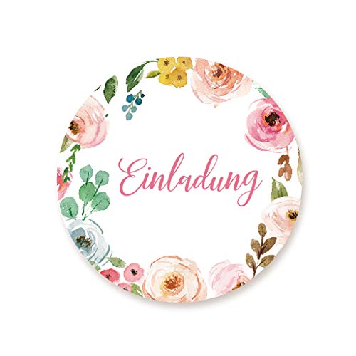 100x Kranz Einladung Aufkleber Sticker Etiketten zur Hochzeit Geburtstag Taufe Gastgeschenke, als Siegel für Briefumschläge, Briefe, 4cm rund - UNI 321B von eKunSTreet