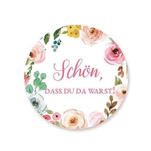 100x Kranz 'Schön, dass Du da warst!' Aufkleber Sticker Etiketten für Gastgeschenke,Tischdeko,Gläser,Tüten,Danksagungen zur Hochzeit Geburtstag Taufe Kommunion - UNI 321 N von eKunSTreet