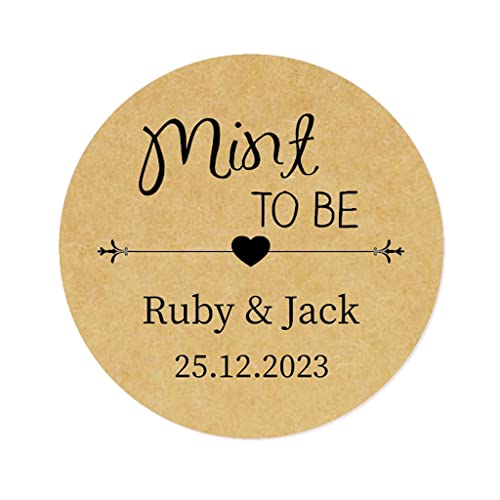 50 PERSONALISIERT 'Mint To Be' Hochzeitssticker Aufkleber - 4 cm Runde Papieraufkleber Etiketten für Hochzeit,Junggesellenabschied,Brautparty,Gastgeschenk,Tüten - Rd 006 (002) von eKunSTreet
