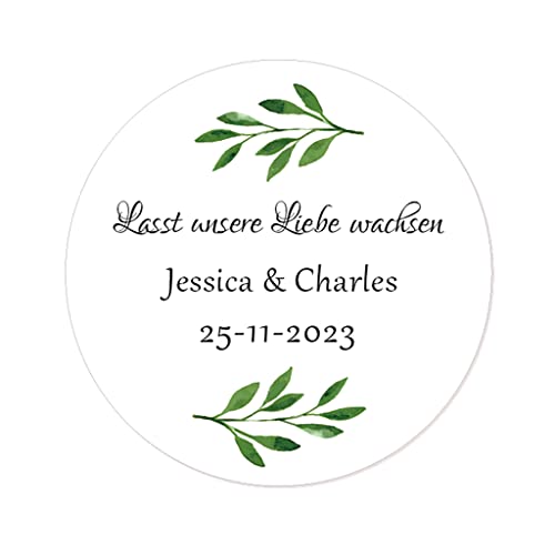 50 STICKERS Blumen PERSONALISIERT 'Lasst unsere Liebe wachsen' Hochzeit Aufkleber, 40mm Runde Liebe Saat/Blumensamen Etiketten für Hochzeit,Taufe,Konfirmation,Gastgeschenk,Tüten - Rd 281 (007) von eKunSTreet