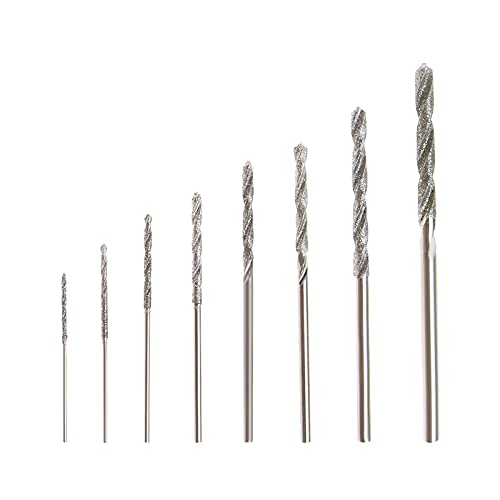 eMagTech 8 Stück Diamantspitze Spiralbohrer Set 0.8mm bis 3.0mm für Glas, Metall, Muscheln, Jade, Perlen usw. von eMagTech