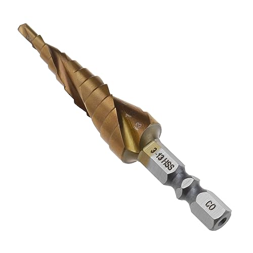 eMagTech Stufenbohrer mit Spiralnut, 3–13 Mm Metrische Größe M35, Kobalt-Hochgeschwindigkeitsstahl, 6,35 Mm Sechskantschaft, HSS-Schneidwerkzeug für Heimwerker Kunststoff Holz Metall eMagTech Stufenbohrer mit Spiralnut, 3–13 Mm Metrische Größe M35, Kobalt-Hochgeschwindigkeitsstahl, 6,35 Mm Sechskantschaft, HSS-Schneidwerkzeug für Heimwerker Kunststoff Holz Metall von eMagTech
