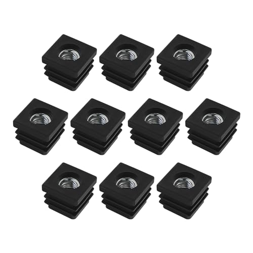 eMagTech 10 Stück 20 x 20 mm M8 Rollen, verstellbar, quadratisch, Muttern, Rohrkappen aus Kunststoff, für Stühle, Kleiderstangen, Trampoline, Möbelbeine, Schwarz eMagTech 10 Stück 20 x 20 mm M8 Rollen, verstellbar, quadratisch, Muttern, Rohrkappen aus Kunststoff, für Stühle, Kleiderstangen, Trampoline, Möbelbeine, Schwarz von eMagTech