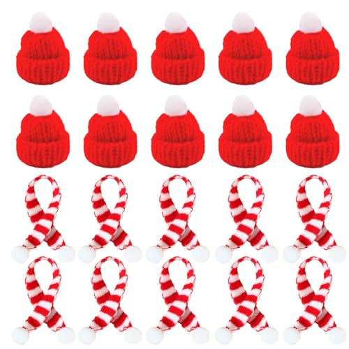 20 Stück Mini Weihnachtsmütze und Schal Set,Mini-Strickmütze des Weihnachten für Weinflasche Abdeckung, Puppenhaus Dekoration,Weihnachtsfeiern Zubehör 20 Stück Mini Weihnachtsmütze und Schal Set,Mini-Strickmütze des Weihnachten für Weinflasche Abdeckung, Puppenhaus Dekoration,Weihnachtsfeiern Zubehör von eModwey