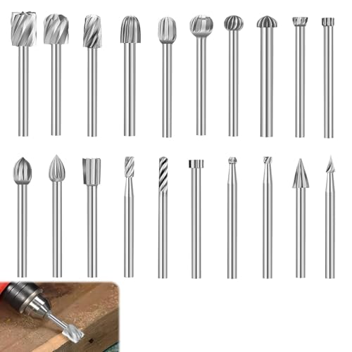 20-teiliges Fräser Holz Set Kompatibel mit Dremel, Holzschnitzerei Bohrer Set, mit 3mm Schaft für Rotary Tools, für Heimwerker, Holzarbeiten, Schnitzen, Gravieren und Bohren 20-teiliges Fräser Holz Set Kompatibel mit Dremel, Holzschnitzerei Bohrer Set, mit 3mm Schaft für Rotary Tools, für Heimwerker, Holzarbeiten, Schnitzen, Gravieren und Bohren von eModwey