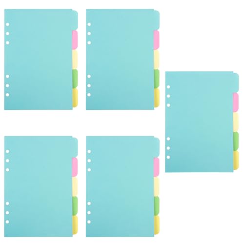 25 Blätter/5 Sätze Trennblätter A5, 5 Farbige Register 6 Löcher, Index Teiler für Ordner A5, für Ordner und Ringbücher, für Büro, Schule und Persönliche Organisation, 21x15cm 25 Blätter/5 Sätze Trennblätter A5, 5 Farbige Register 6 Löcher, Index Teiler für Ordner A5, für Ordner und Ringbücher, für Büro, Schule und Persönliche Organisation, 21x15cm von eModwey