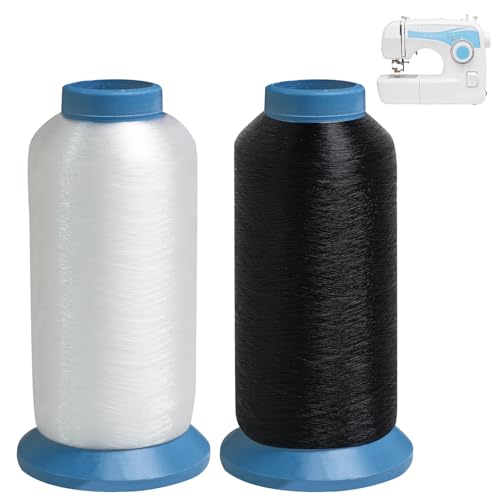 2er Set (Schwarz+Weiß) 5000m Stickgarn Unterfaden für Stickmaschinen und Nähmaschinen, Nylon Spulen, Hochfest und Anti-Statik, für DIY Stickerei und Näharbeiten von eModwey