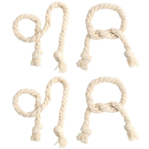 4er Set Vorhangseil Raffhalter, Handgewebte Baumwollseil-Vorhangbänder, Elegante und Einfache Installation,800mm Länge, für Wohnzimmer, Schlafzimmer und Büro,Vorhangbänder für Vorhänge(Beige) von eModwey