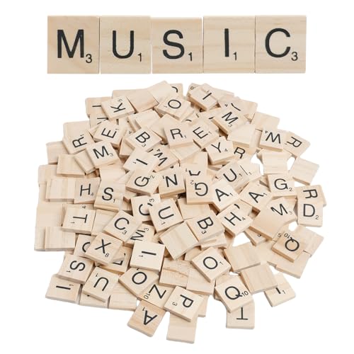 eModwey 200 Stück Holzbuchstaben, Holzbuchstaben Scrabble, Buchstaben aus Holz A-Z mit Zahlen, für Bastelarbeiten, Lernspiele und Geschenke, Umweltfreundliche Farbe, 20 x 18 x 4 mm von eModwey