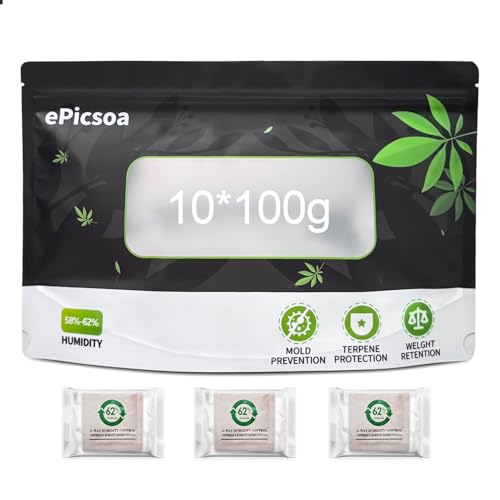 10 x 100g Stück Wiederverwendbare Aufbewahrungsbeutel (30x20 cm)+3 x 8g 62% RH Integrierter Feuchtigkeitskontrolle, Luftdichte Aufbewahrungsbeutel, Geruchsschutz + UV-Schutz Lebensmittelbeutel von ePicsoa