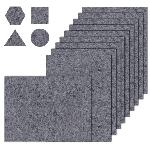 Filzgleiter selbstklebend zum Zuschneiden I 10 Stück 16 x 20cm - 4mm I Filzgleiter für Stühle I Filz selbstklebend I Möbelgleiter aus hochwertigem Nadelfilz I Stuhlgleiter Klebefilz, DIY (Grau) von ePicsoa