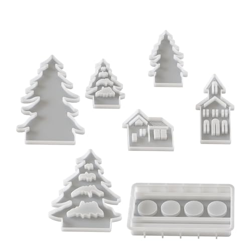 Silikonformen Gießformen Weihnachten, 7 Stück Haus Weihnachten mit Kerzenhalter Sockel Gussformen für Gips Formen Tannenbaum DIY Duftkerzenherstellung Silikonformen Gießformen Weihnachten, 7 Stück Haus Weihnachten mit Kerzenhalter Sockel Gussformen für Gips Formen Tannenbaum DIY Duftkerzenherstellung von ePicsoa
