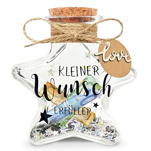 Sternenflasche mit Korken, Dekoflasche mit Pailletten & Aufklebern, Geschenkidee für Geburtstag, Taufe, Hochzeit, Valentinstag, DIY Erinnerungsflasche für romantische Dekoration, Valentinstags von ePicsoa