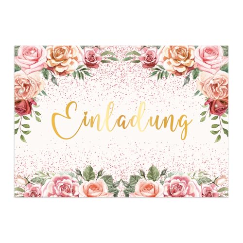 ePicsoa 12x Einladungkarten Geburtstag mit Umschlägen, Hochzeitseinladungskarte mit Rosenmuster, für Feste, Geburtstage und Hochzeiten – Elegante Hochzeitsjubiläen von ePicsoa