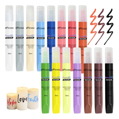 ePicsoa 15 Stück Kerzenstifte, 15 Farben 10ml Wachsstifte für Kerzen, Candle Pen Kerzenfarbe Kerzenpen, Kerzen Bemalen Set Ideal zum Anmalen, Verzieren & Personalisieren ePicsoa 15 Stück Kerzenstifte, 15 Farben 10ml Wachsstifte für Kerzen, Candle Pen Kerzenfarbe Kerzenpen, Kerzen Bemalen Set Ideal zum Anmalen, Verzieren & Personalisieren von ePicsoa