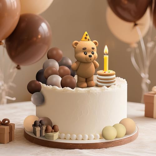 ePicsoa 25 Stück Teddybär Tortendeko, Tortendeko 1. Geburtstag, Bär Geburtstagsdeko Braun, für Geburtstag Party Hochzeit BabyShower (Kerzen nicht enthalten) von ePicsoa