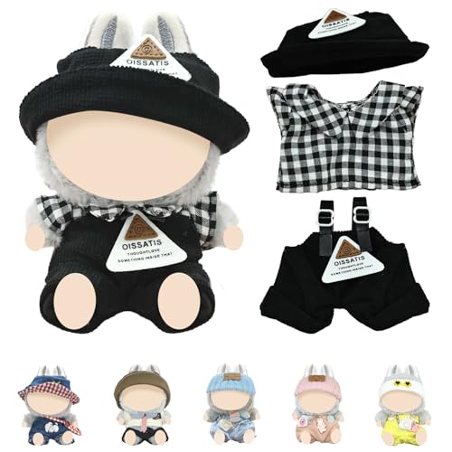 ePicsoa Kleidung für 17 cm La-bu-bu Puppe – Niedliches Mini DIY Outfit Set mit Anziehzubehör Puppenbekleidung Weiches Puppen-Kleidungsset Bekleidungszubehör (ohne Puppe-Schwarz) von ePicsoa
