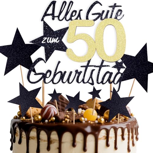 ePicsoa Tortendeko 50 Geburtstag, Kuchendeko 50 Jahre, Tortenaufsätze, 50th Birthday Cake Topper Geburtstag Torte Kuchen Topper Kuchendeko 50 Geburstagstorte Deko Gold Schwarz Frauen Männer, 7 Sternen ePicsoa Tortendeko 50 Geburtstag, Kuchendeko 50 Jahre, Tortenaufsätze, 50th Birthday Cake Topper Geburtstag Torte Kuchen Topper Kuchendeko 50 Geburstagstorte Deko Gold Schwarz Frauen Männer, 7 Sternen von ePicsoa