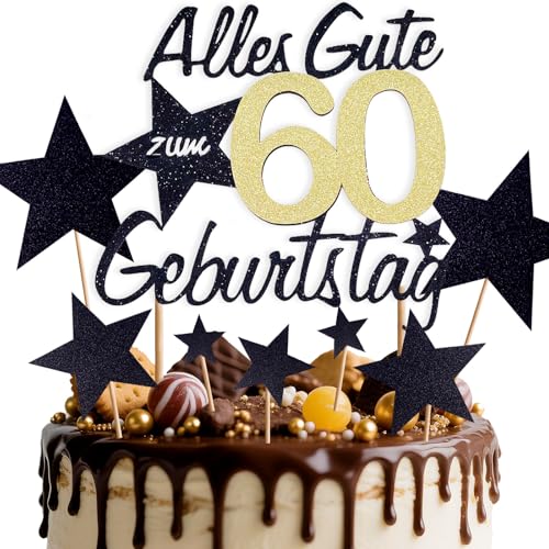 ePicsoa Tortendeko 60 Geburtstag, Kuchendeko 60 Jahre, Tortenaufsätze, 60th Birthday Cake Topper Geburtstag Torte Kuchen Topper Kuchendeko 60 Geburstagstorte Deko Gold Schwarz Frauen Männer, 7 Sternen ePicsoa Tortendeko 60 Geburtstag, Kuchendeko 60 Jahre, Tortenaufsätze, 60th Birthday Cake Topper Geburtstag Torte Kuchen Topper Kuchendeko 60 Geburstagstorte Deko Gold Schwarz Frauen Männer, 7 Sternen von ePicsoa
