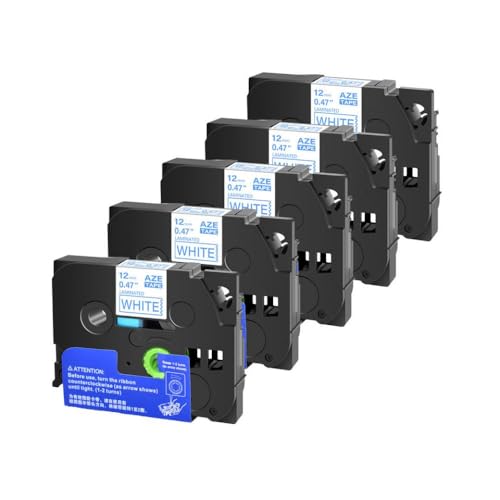 Kompatibel mit Druckern Tze231 TZ631 Tze431 TZ131 0,47 Zoll 5 Pack 12mm Beschriftungsbänder(Blue on White) von eRgDFS