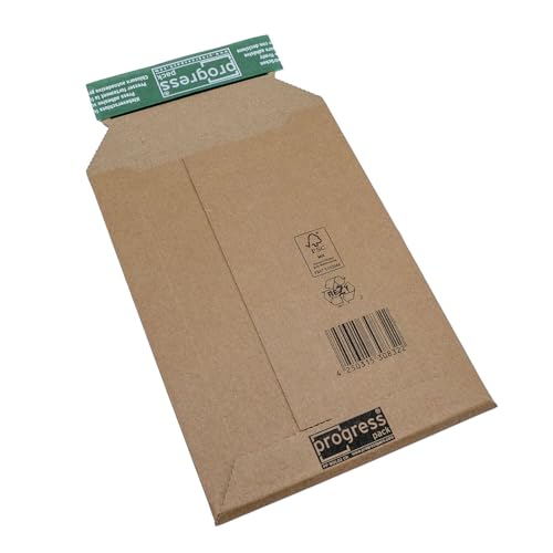 easydruck24 Versandtasche Premium DIN A5 braun aus Wellpappe I progressPACK PP W01.02 I 187x272x-50 mm I 25-er Pack I az169 von easydruck24de