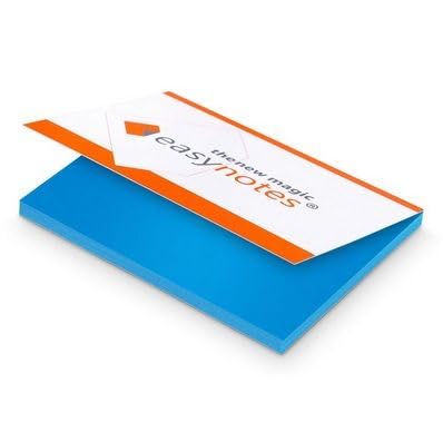 Elektrostatisch selbstklebendes Notizpapier | Blau, 100x70mm, 100 Blatt Notizbuch | Haftet an allen Oberflächen ohne Magnete, Pins oder Klebstoff | Große Static Sticky Notes von easynotes