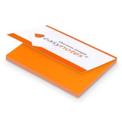 Elektrostatisch selbstklebendes Notizpapier | Orange, 100x70mm, 100 Blatt Notizbuch | Haftet an allen Oberflächen ohne Magnete, Pins oder Klebstoff | Große Static Sticky Notes von easynotes