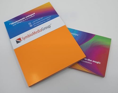 Elektrostatisch selbstklebendes Notizpapier | Orange, 210x297 mm, 100 Blatt Notizbuch | Haftet an allen Oberflächen ohne Magnete, Pins oder Klebstoff | Große Static Sticky Notes von easynotes