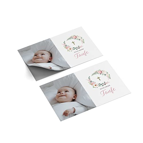 Aufkleber mit Foto + Text | personalisiert | DIN A7 | Taufe | Menge wählbar | Klebeetiketten | Haftpapier | Sticker | Geburt | Baby (100 Stück) von easyprint