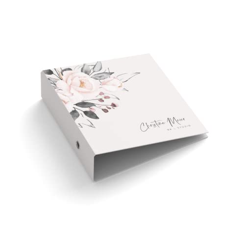 Ringordner/Ordner | Wunschtext bedrucken lassen | Nail Studio | Mit Griffloch | für DIN A4 | personalisiert | 7,4 cm breit | Blumen | Nagelstudio (Mit Griffloch) von easyprint