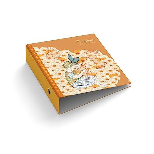 Ringordner Ordner für Kinder | personalisiert | Wunschtext | Blumenwiese | Hase | Mit Griffloch | für DIN A4 | 7,4 cm breit | orange | Zeugnisse | Zeugnismappe von easyprint