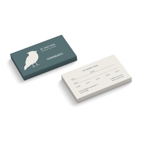 Terminkarten personalisiert | Tierarzt | Vogel | 2-seitig | Querformat | Menge + Farbe wählbar | Terminzettel | nächster Termin | Veterinär | Tierheilpraktiker | Tierarztpraxis (Grün, 250 Stück) von easyprint