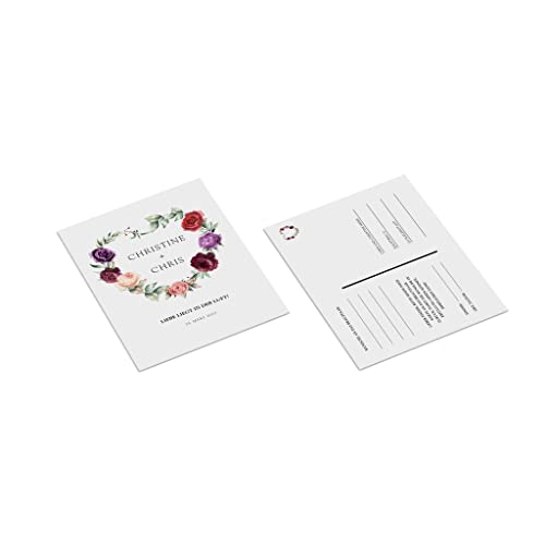 easyprint Ballonkarten personalisiert | mit Wunschtext | Blumenherz | 2-seitig | 105 x 148 mm | DIN A6 | Menge + Papier zur Auswahl | Hochzeit | Wedding | Ehe | Liebe | Flitterwochen (150 Stück) von easyprint