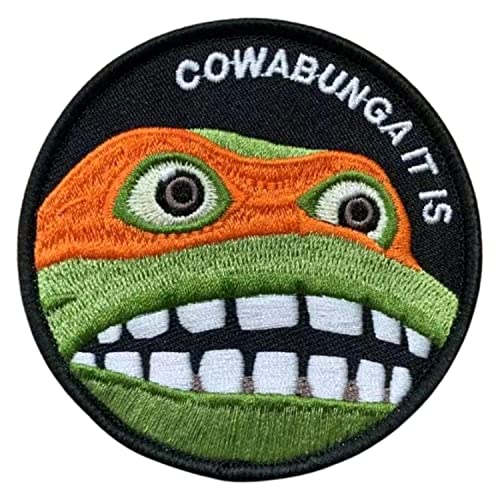 Cowabunga It is Patch, Morale Patches Tactical Funny Embroidered Military Round Moral for Army Rucksäcke Gear Hat von ebateck