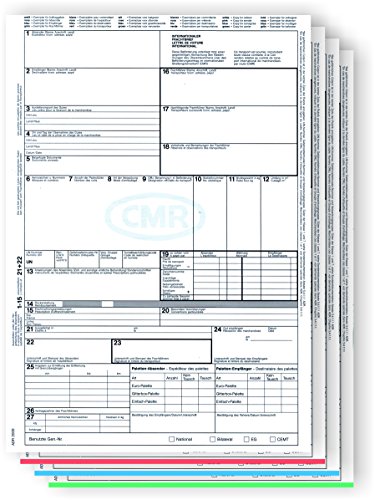 250 x CMR Frachtbrief 4-teilig für Laser- und Inkjetdrucker, Einzelblätter DIN A4 lose im Wechsel/für internationalen Güterverkehr 250 x CMR Frachtbrief 4-teilig für Laser- und Inkjetdrucker, Einzelblätter DIN A4 lose im Wechsel/für internationalen Güterverkehr von ebs Versand