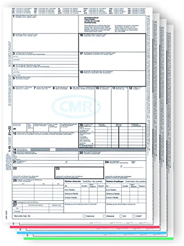 250 x CMR Frachtbrief 4-teilig für Laser- und Inkjetdrucker, Einzelblätter DIN A4 lose im Wechsel / für internationalen Güterverkehr von ebs Versand