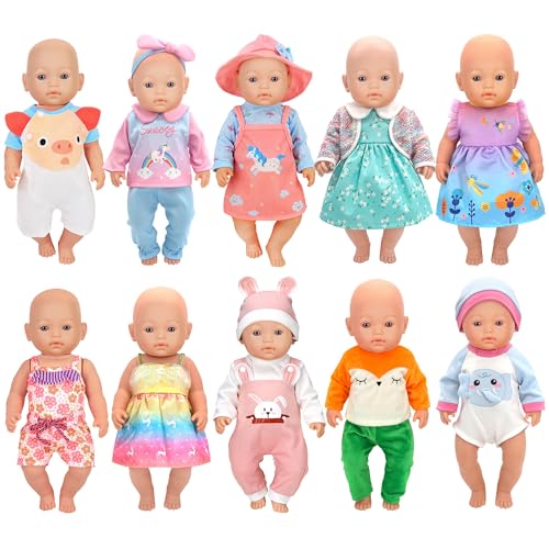 10 Sets Baby Puppe Kleidung Zubehör Spiel Set für 43cm / 17 Zoll Neugeborene Babypuppen (Keine Puppe) von ebuddy