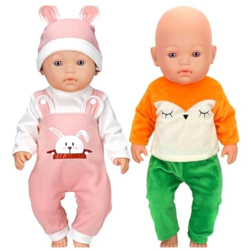 2 Sets Baby Puppe Kleidung Inkludieren Strampler Outfits Hut für 43cm / 17 Zoll Neugeborene Babypuppen (Keine Puppe) von ebuddy