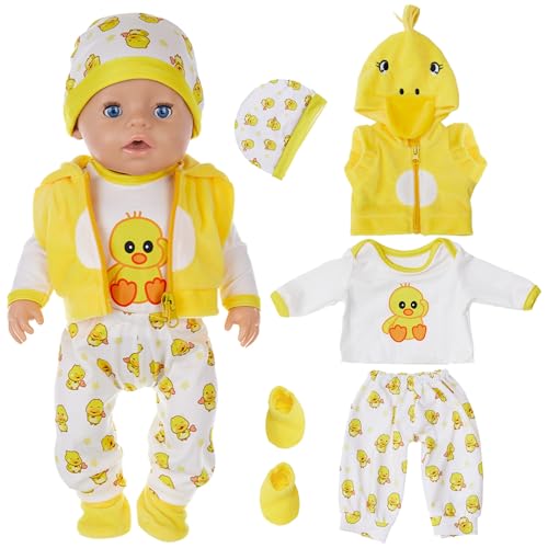 Ente Cartoon Stil Neue Baby Puppe Kleidung Set enthält Weste Tops Hosen Hut und Socken für 17 Zoll /43 cm Puppen tragen (Keine Puppe) von ebuddy