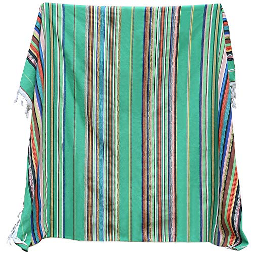 eccbox Große Serape-Decke Mit Verschiedenen Hellen Farben, Mexikanische Tischdecke für Hochzeit, Party-Dekorationen, 213 x 150 cm (Jacquard-Grün) von eccbox