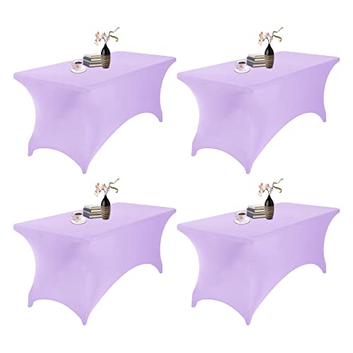 Wasserdichte Tischdecken aus Spandex, 1,8 m, Spandex, 1,8 m, wasserdichte Tischdecke für Party, Hochzeit, Bankett und Veranstaltungen, Lavendel, 4 Stück Wasserdichte Tischdecken aus Spandex, 1,8 m, Spandex, 1,8 m, wasserdichte Tischdecke für Party, Hochzeit, Bankett und Veranstaltungen, Lavendel, 4 Stück von eccwai